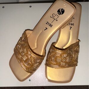 Gold Embellished Women's Sandals